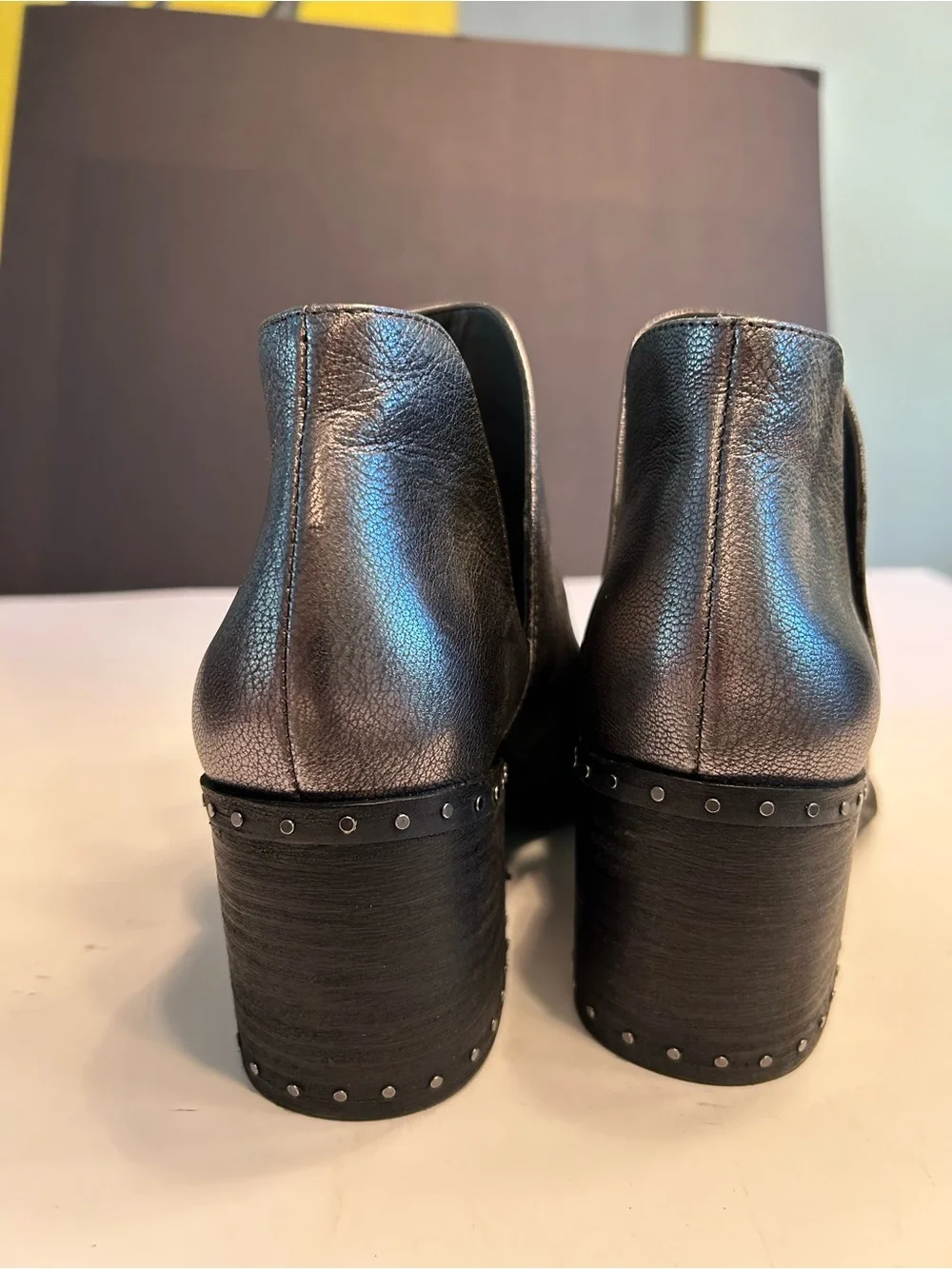 Vince Camuto grey Leather Slip-On Ankle Booties